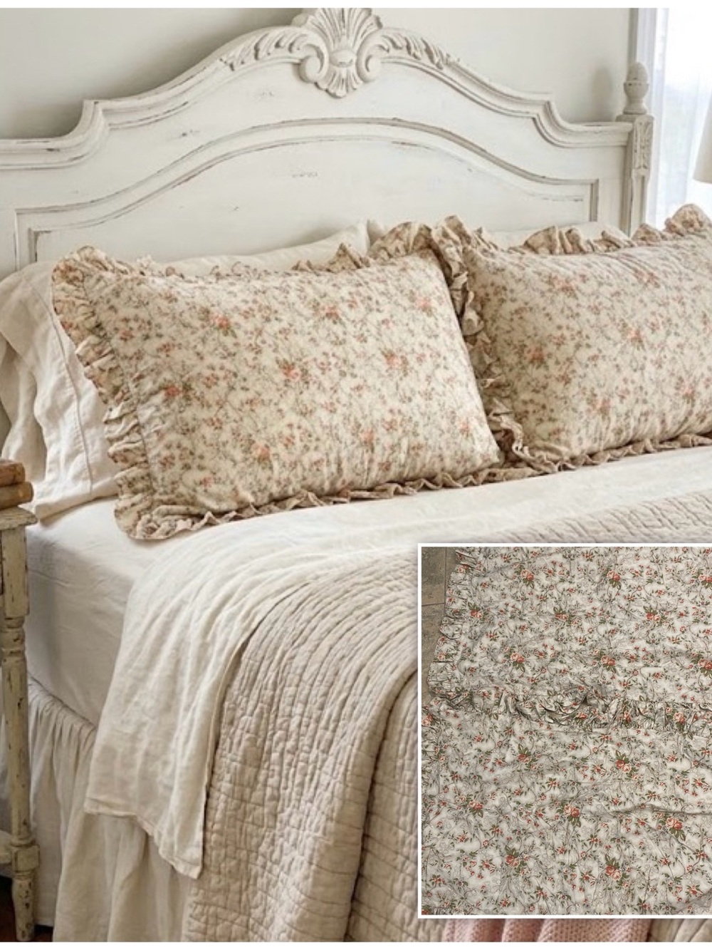 Vintage Rare Lauren Ralph Lauren Cole Brook Ruffled Floral Pillow King Shamsi